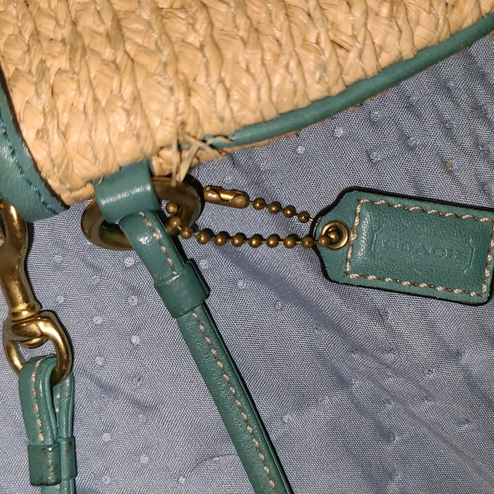 Coach Blue and Tan Mini Bag with Floral Embellishment - Picture 5 of 5